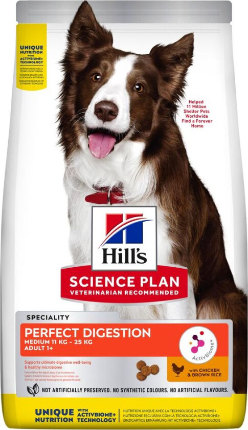 Hill's Science Plan Dog Adult 1+ Medium Perfect Digestion Chicken & Brown Rice 14 kg