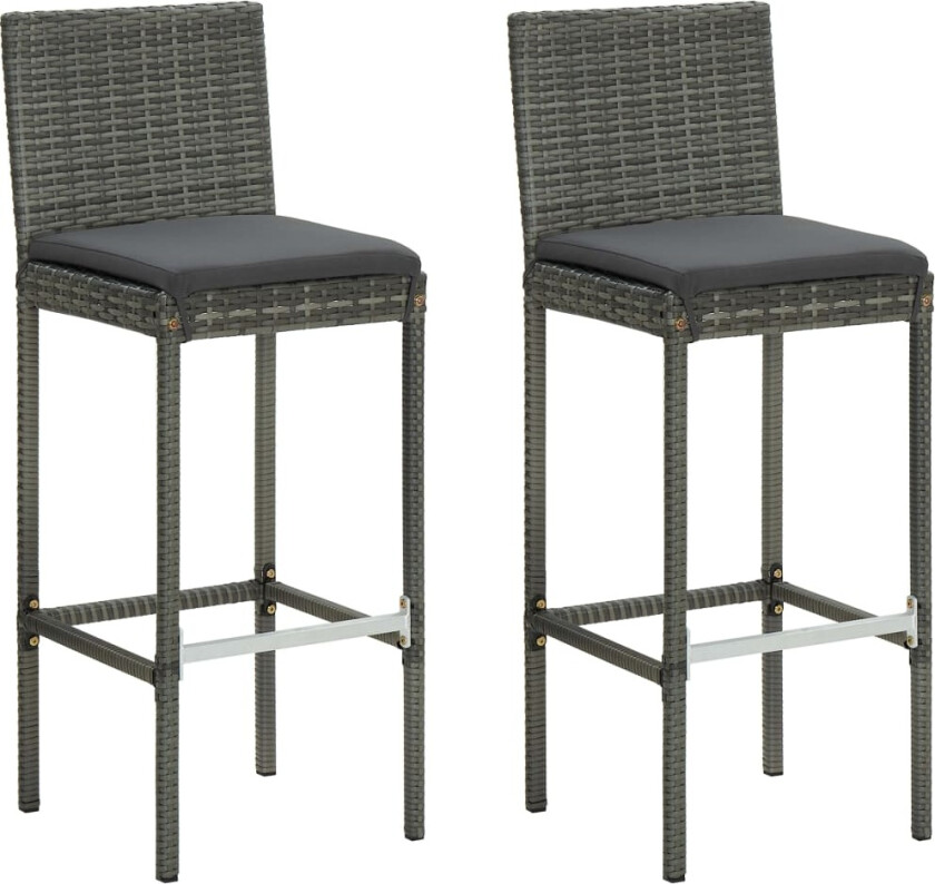 Utendørs barkrakker med puter 2 stk grå polyrotting