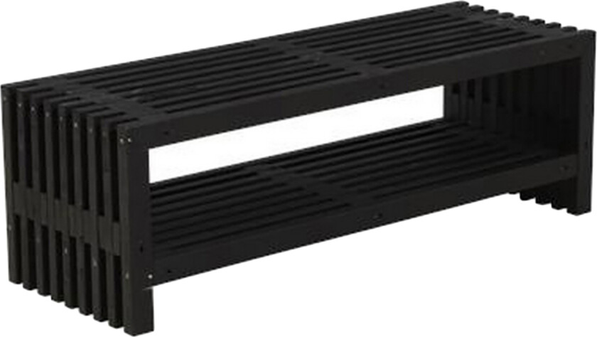 Rustikk benk Design av terrassebord138x49x45cm m/hylle svart -