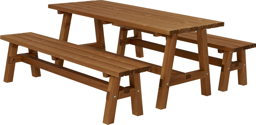 PLUS Country Plankesett 177 cm Bord og 2 Benker Grunnet Teak -