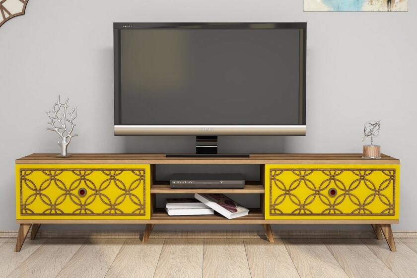 Hovdane TV-Benk 180 cm - Brun/Gul