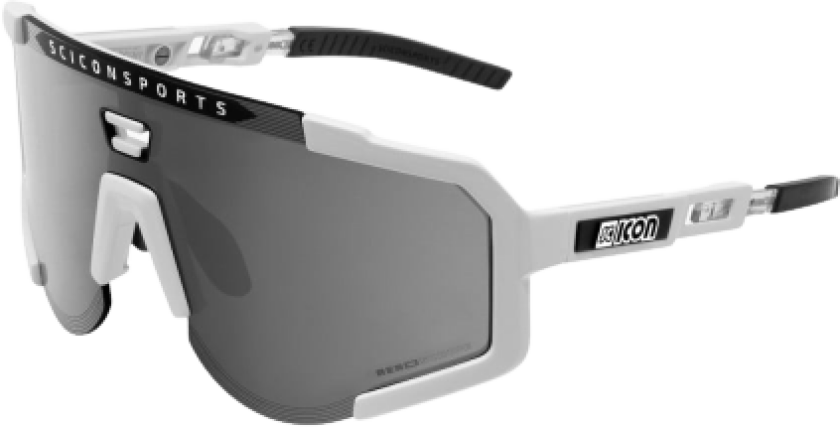 Aeroscope sykkelbrille med ekstra klar glass, White Gloss/Silver