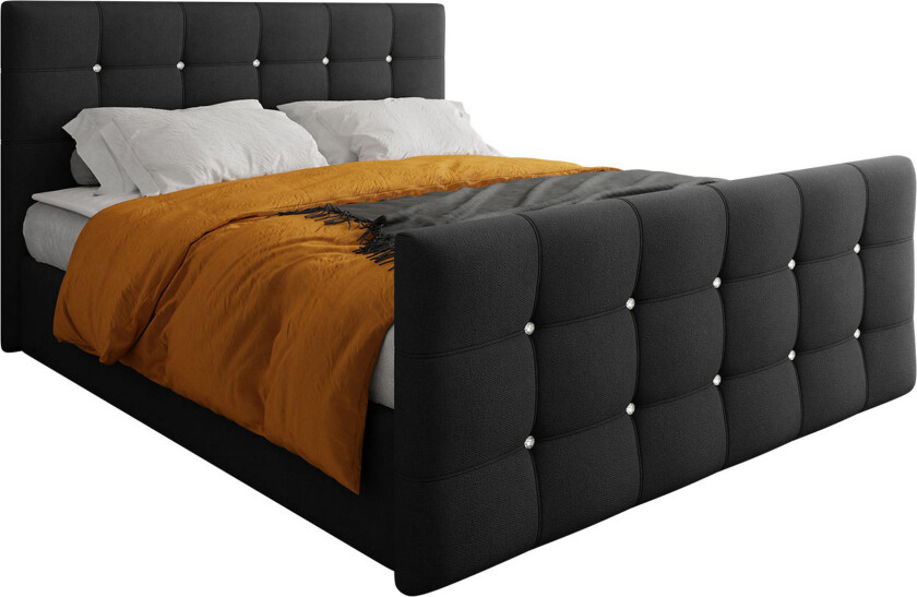 Kleos Kontinentalseng 140x200 cm med Sengegavl - Svart