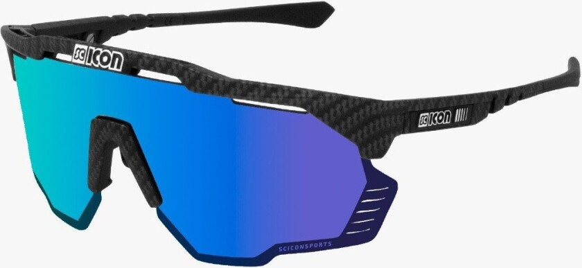 Aeroshade Kunken sykkelbriller Matte Carbon Multimirror Blue