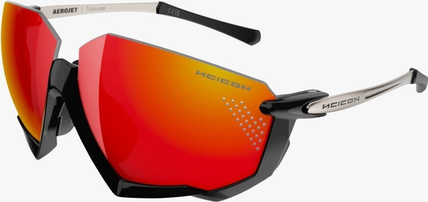 Aerojet Titanium sykkelbriller Metal Black Multimirror Red