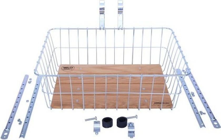 Bilde av sykkelkurv trebund sølv