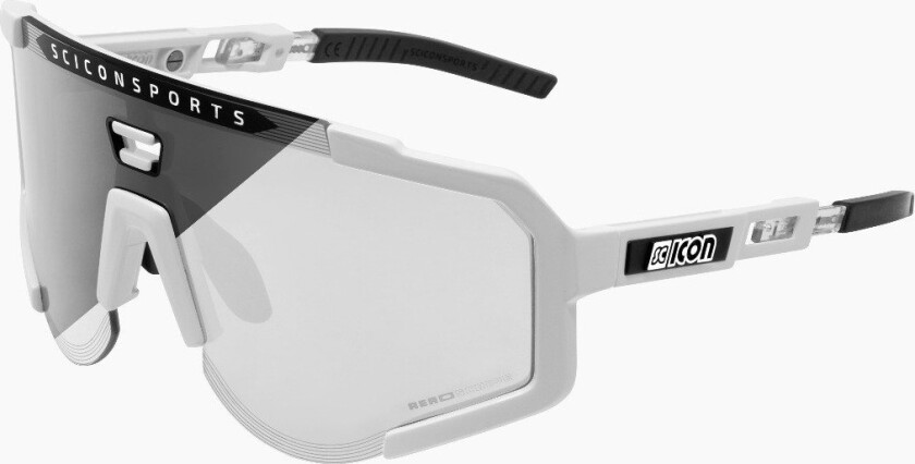 Aeroscope sykkelbriller White Gloss Photochromic Silver