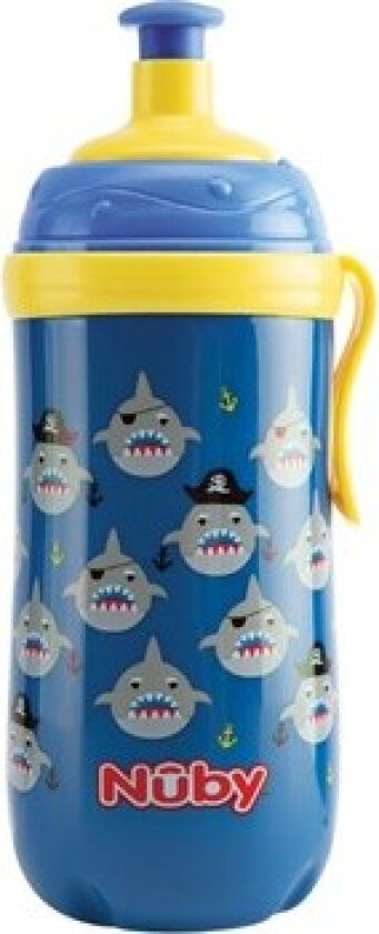 Nüby, Pop-up Drikkeflaske Med Glow In The Dark Stropp, 18+ Mnd., Blue
