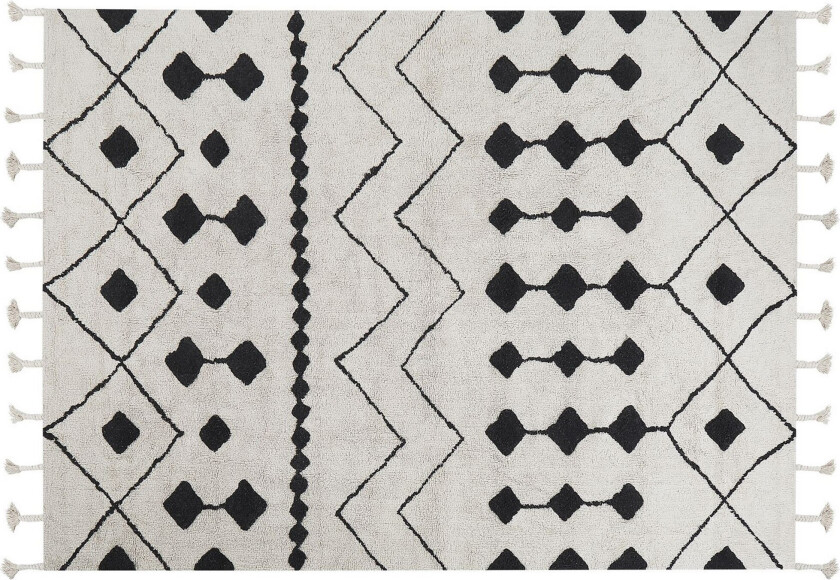 Khemisset Bomullsteppe 160x230 cm - Svart/hvit