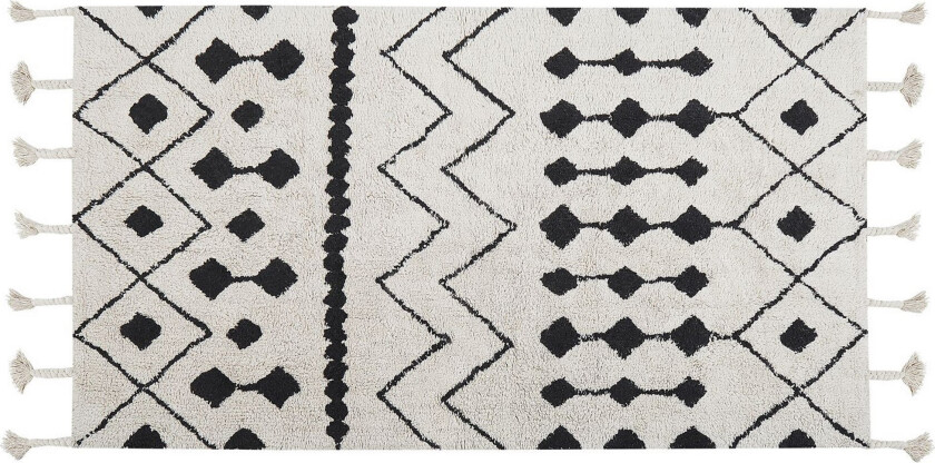 Khemisset Bomullsteppe 80x150 cm - Svart/hvit
