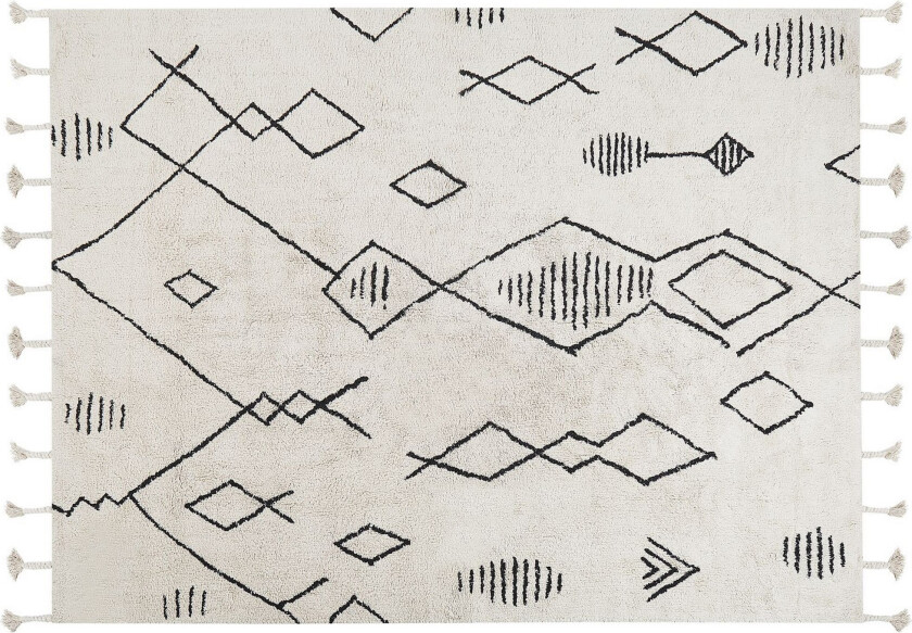 Kebir Bomullsteppe 160x230 cm - Svart/hvit
