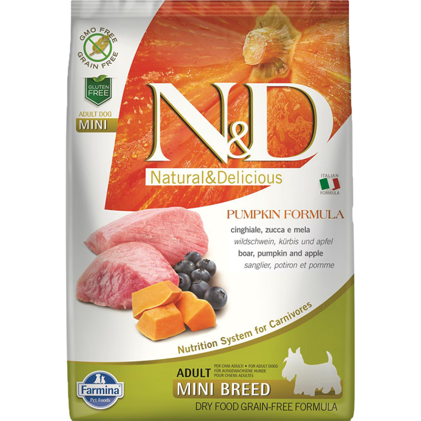 N&D Prime Wild Boar & Apple Adult Mini Tørrfôr til hund 7 kg
