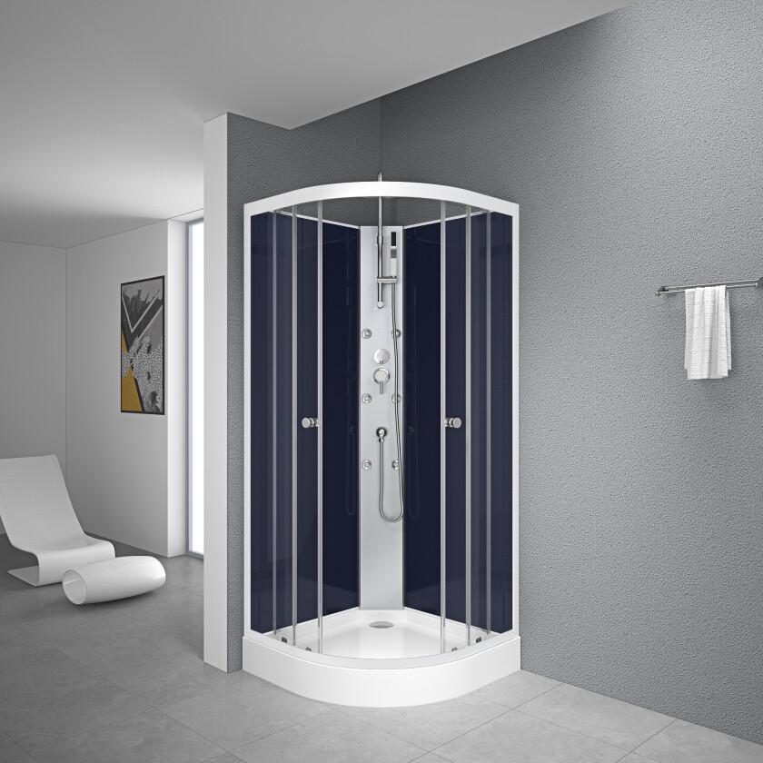 Röne Dusjkabinett 84x84 cm - Turkis/Sølv