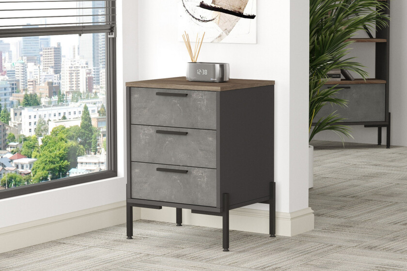 Desgrar Nattbord 54 cm - Brun/Betonggrå/Antrasitt