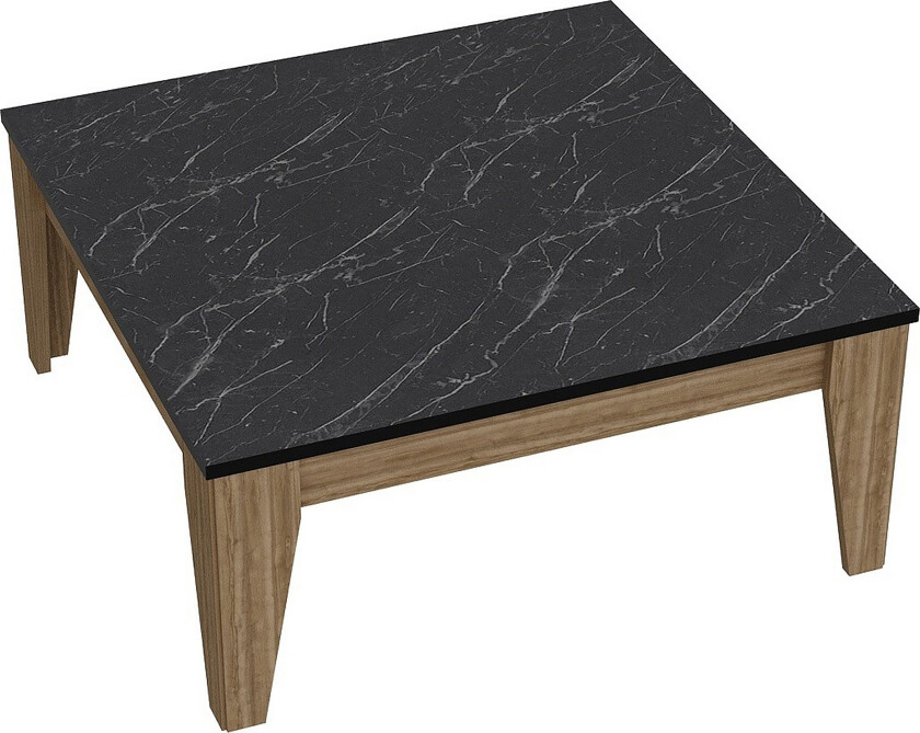 Sincerely Sofabord 85 cm Marmormønster - Svart/Valnøttsbrun