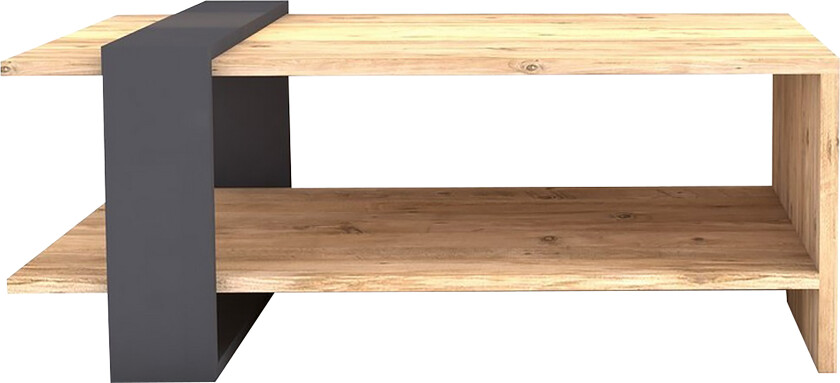 Terasa Sofabord 80 cm med Oppbevaringshylle - Valnøttsbrun/Grå