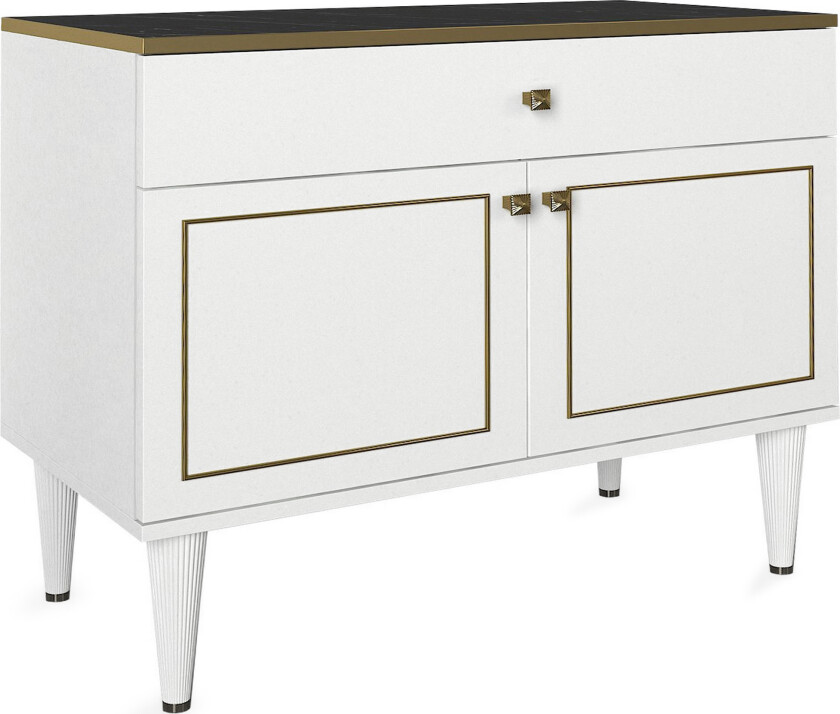 Pinneo Kommode 90 cm - Hvit|Gull|Svart