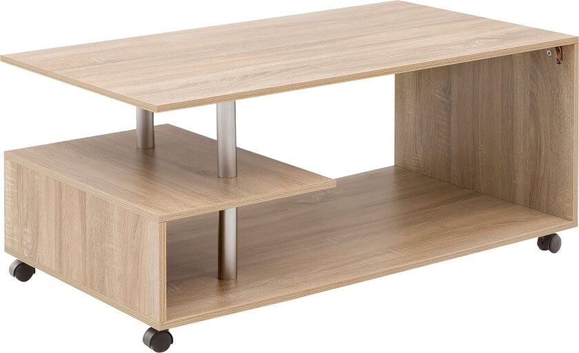 Werbeck Sofabord 105 cm med Oppbevaringshylle på Hjul - Tre/Natur