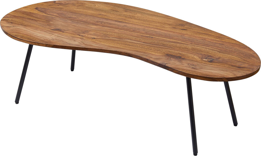 Fanks Sofabord 122 cm Njurformat - Massivt Tre/Svart