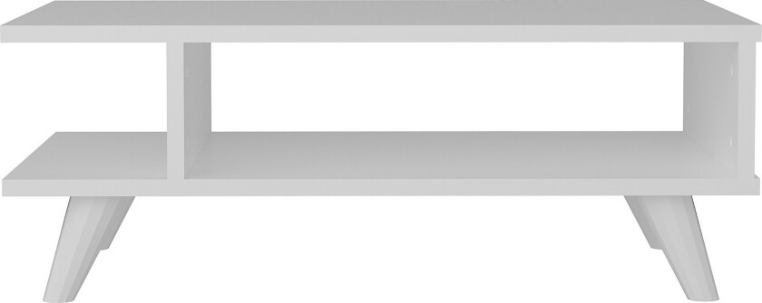 Furny Home Sofabord 80 cm med Oppbevaringshylle - Hvit