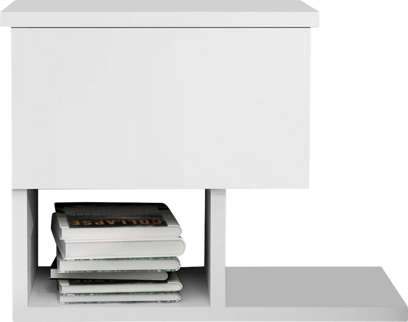 Decorotika Nattbord 46 cm med Oppbevaring Skuff + Hyller - Hvit