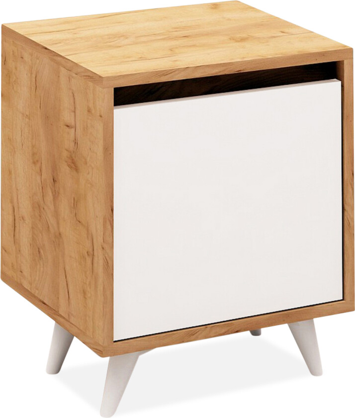 Mod Design Nattbord 45 cm med Oppbevaring Hvitt Skap - Tre/Hvit