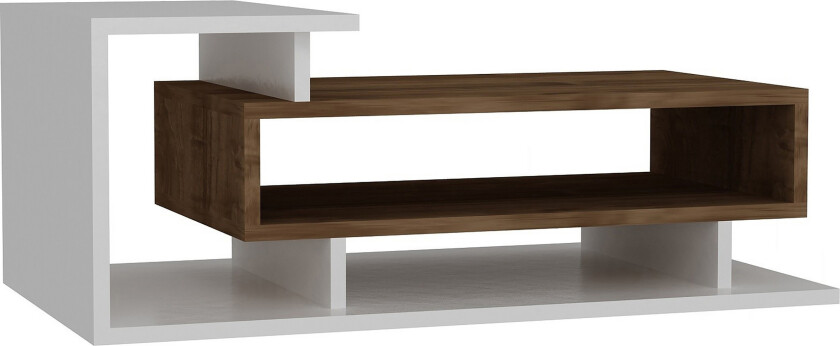 Winvar Sofabord 90 cm - Hvit/Valnøttsbrun