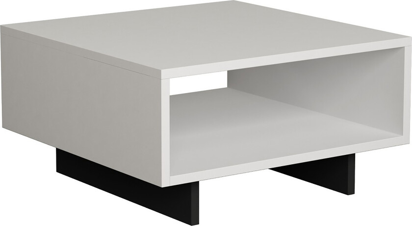 Hapeila Sofabord 60 cm med Oppbevaringshylle - Hvit/Mørkegrå