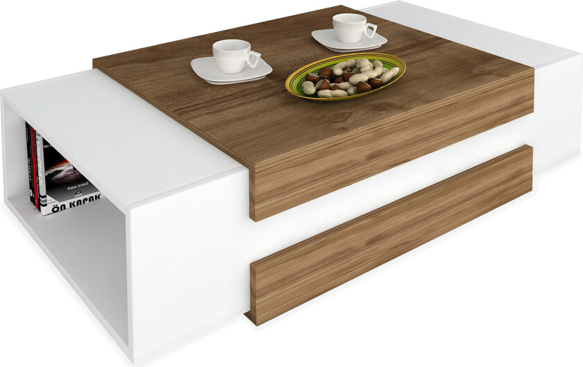 Winvar Sofabord 110 cm - Hvit/Valnøttsbrun