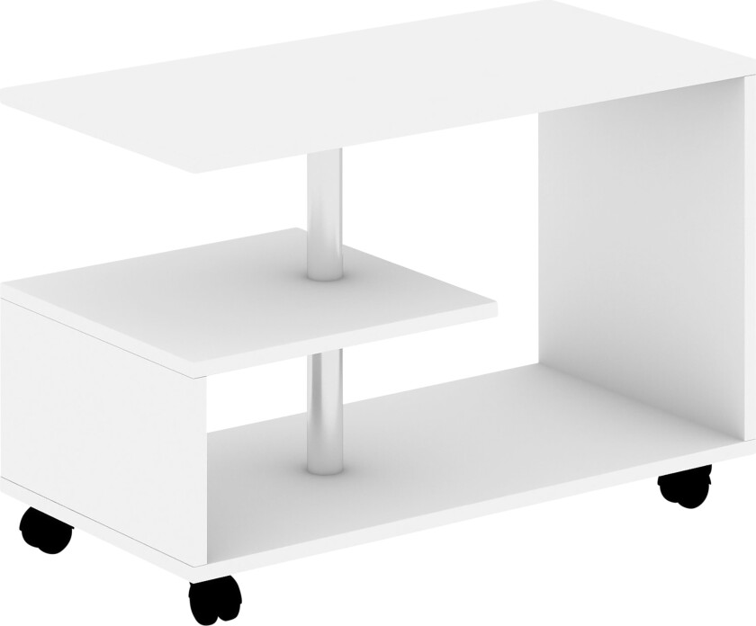 Bilde av Elegancia Sofabord 80 cm med Oppbevaringshylle på Hjul - Hvit