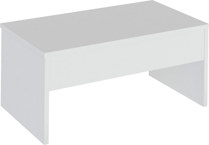 Furny Home Sofabord 90 cm Hev- og Senkbart med Oppbevaring - Hvit