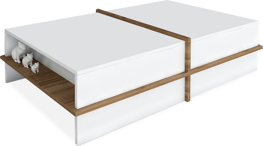 Asillane Sofabord 90 cm - Hvit/Valnøttsbrun