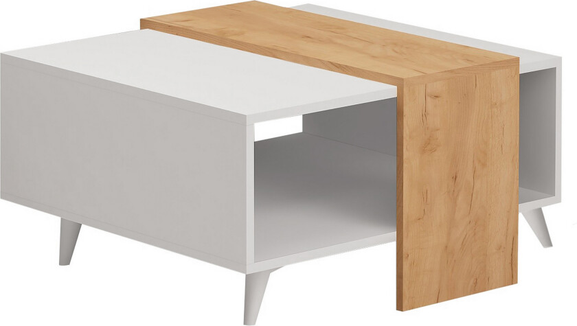 Mod Design Sofabord 80 cm med Oppbevaringshylle - Tre/Hvit