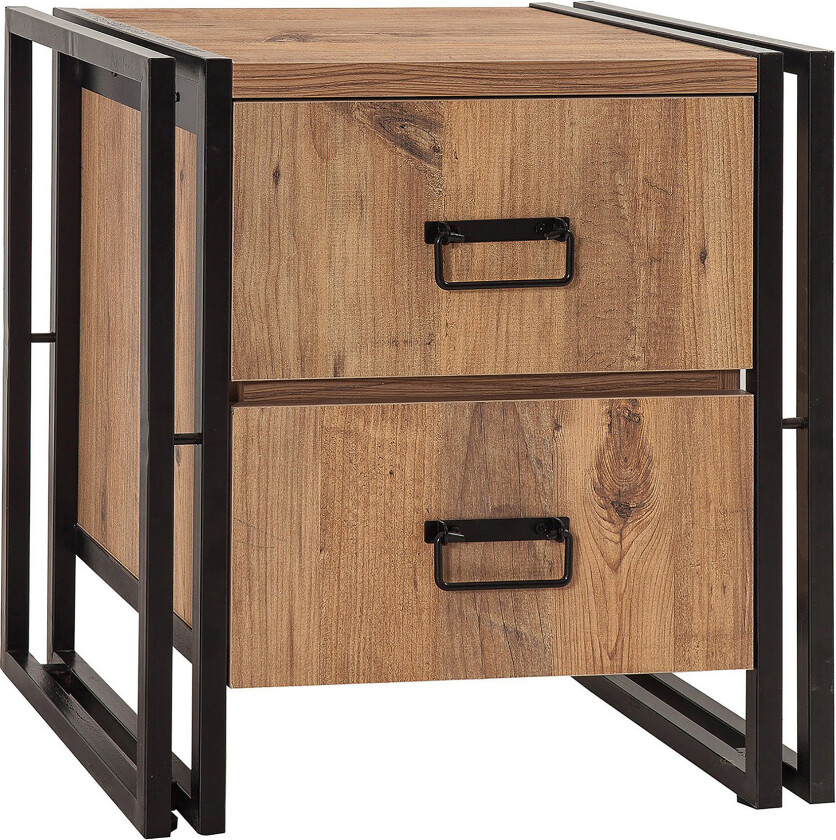 Sapphira Nattbord 52 cm med Oppbevaring 2 Skuffer - Brun/Svart