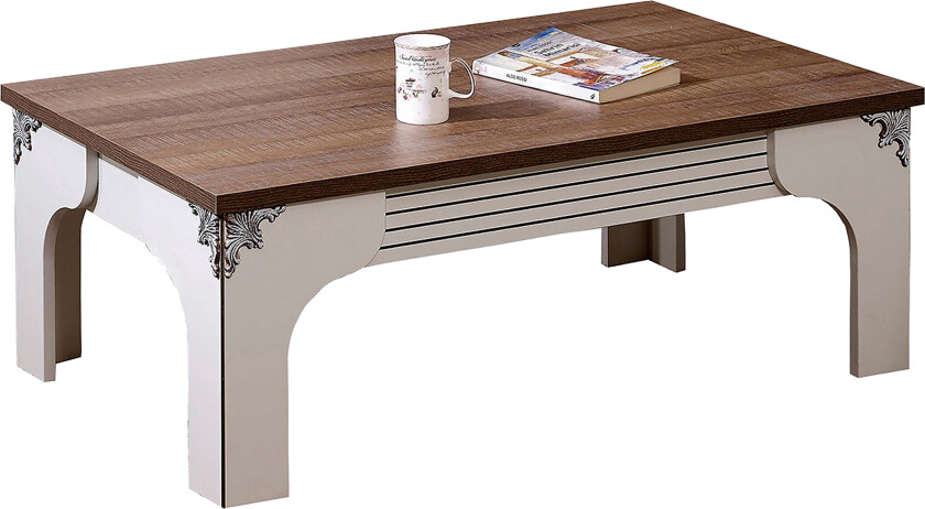 Gaszpar Sofabord 110 cm - Hvit/Valnøtt