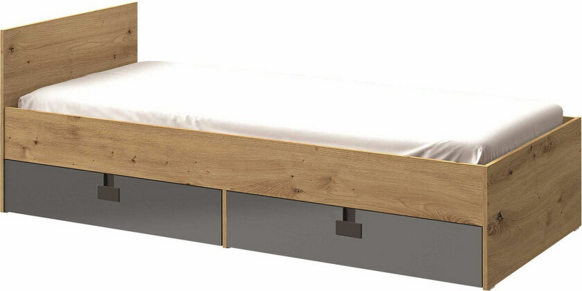 Castlebay Sengeramme 90x200 cm - Grå høyglans