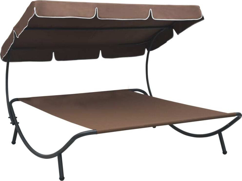 Utendørs sofaseng med solskjerm brun
