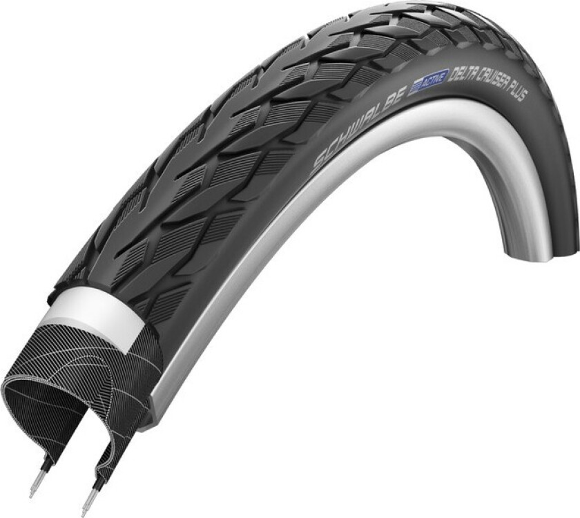 SCHWALBE Delta Cruiser Plus Non folding tire (28-622) Black, BaSilica, PunctureGuard, PSI max:100 PSI, Yes, Weight:590 g