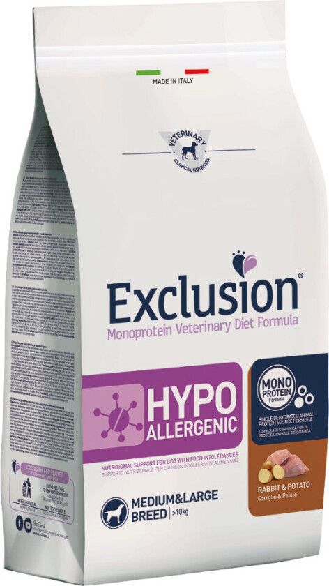 Exclusion tørrfôr med kanin & potet - 2 x 12 kg
