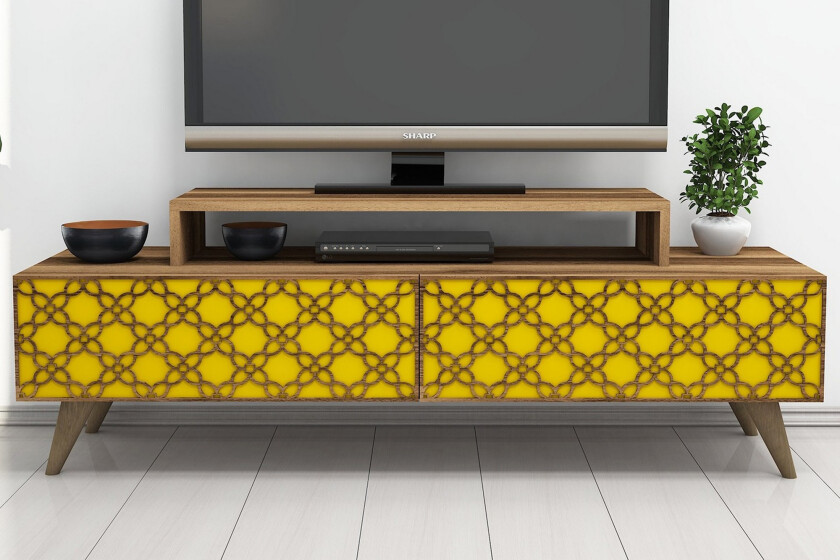 Hovdane TV-Benk 140 cm - Brun/Gul