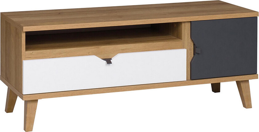 Vintra TV-benk 120 cm - Hvit/Grå/Tre