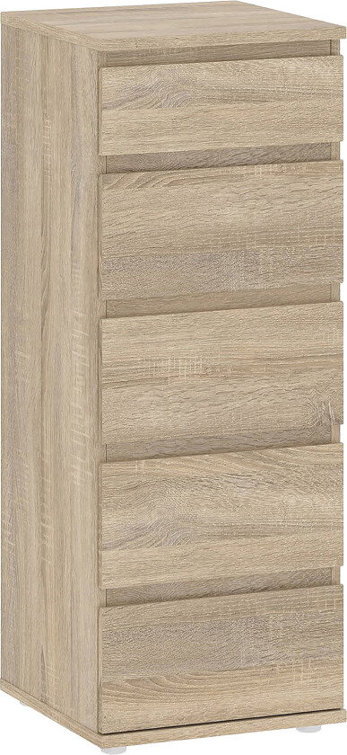 Rengo Kommode Smal 5 Skuffer - Eik