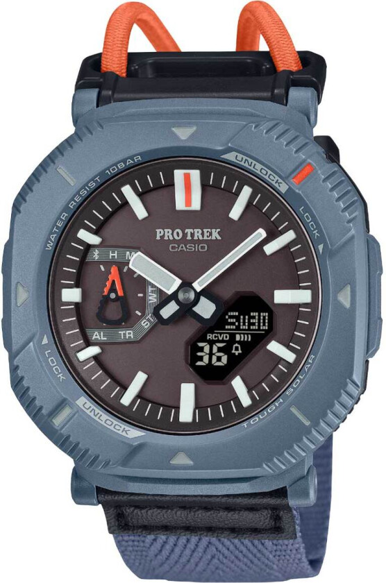 Pro Trek PRJ-B001B-2ER - Anadigi - Blå - Herreklokker - Stoff - Mineral