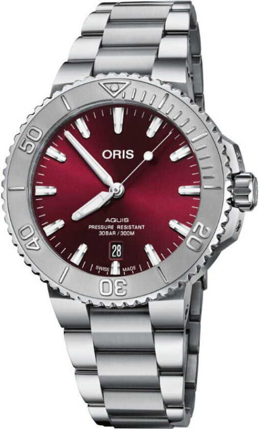 Aquis Date 01 733 7766 4158-07 8 22 05PEB - Automatisk - Sølv - Herreklokker - Rustfritt stål - ledd m/pin - Safir