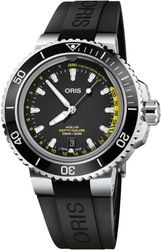 Aquis Depth Gauge 01 733 7755 4154-Set RS - Automatisk - Sølv - Herreklokker - Silikon - Safir