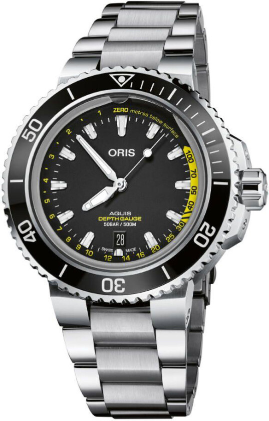 Aquis Depth Gauge 01 733 7755 4154-Set MB - Automatisk - Sølv - Herreklokker - Rustfritt stål - ledd m/pin - Safir