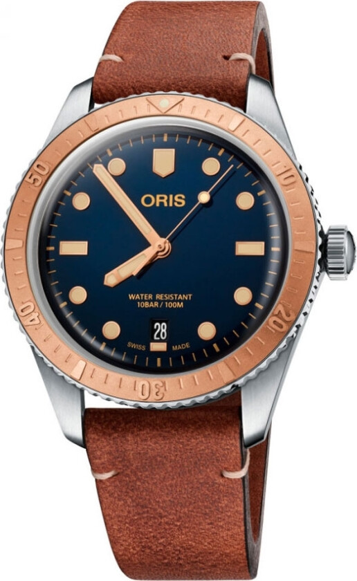 Divers 65 01 733 7707 4355-07 5 20 45 - Automatisk - Sølv - Herreklokker - Skinn - Safir