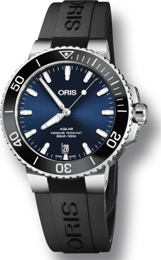 Aquis Date 01 733 7732 4135-07 4 21 64FC - Automatisk - Sølv - Herreklokker - Gummi - Safir