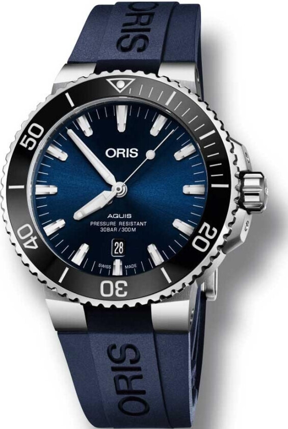 Aquis Date 01 733 7730 4135-07 4 24 65EB - Automatisk - Sølv - Herreklokker - Gummi - Safir