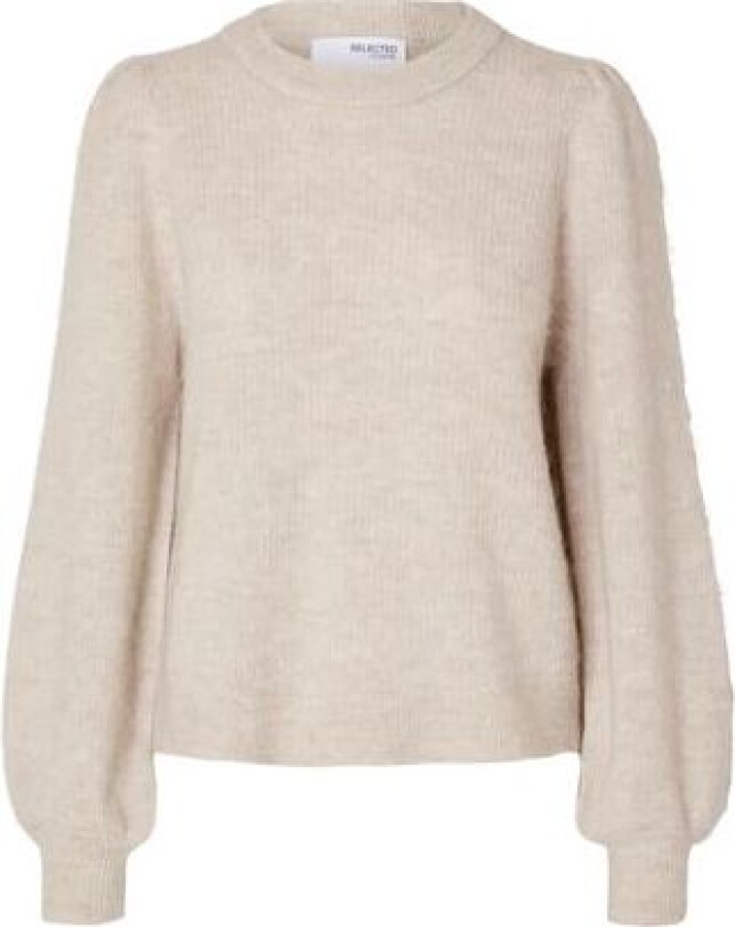 Lulu Ls Knit Rib O-Neck - Birch Melange L